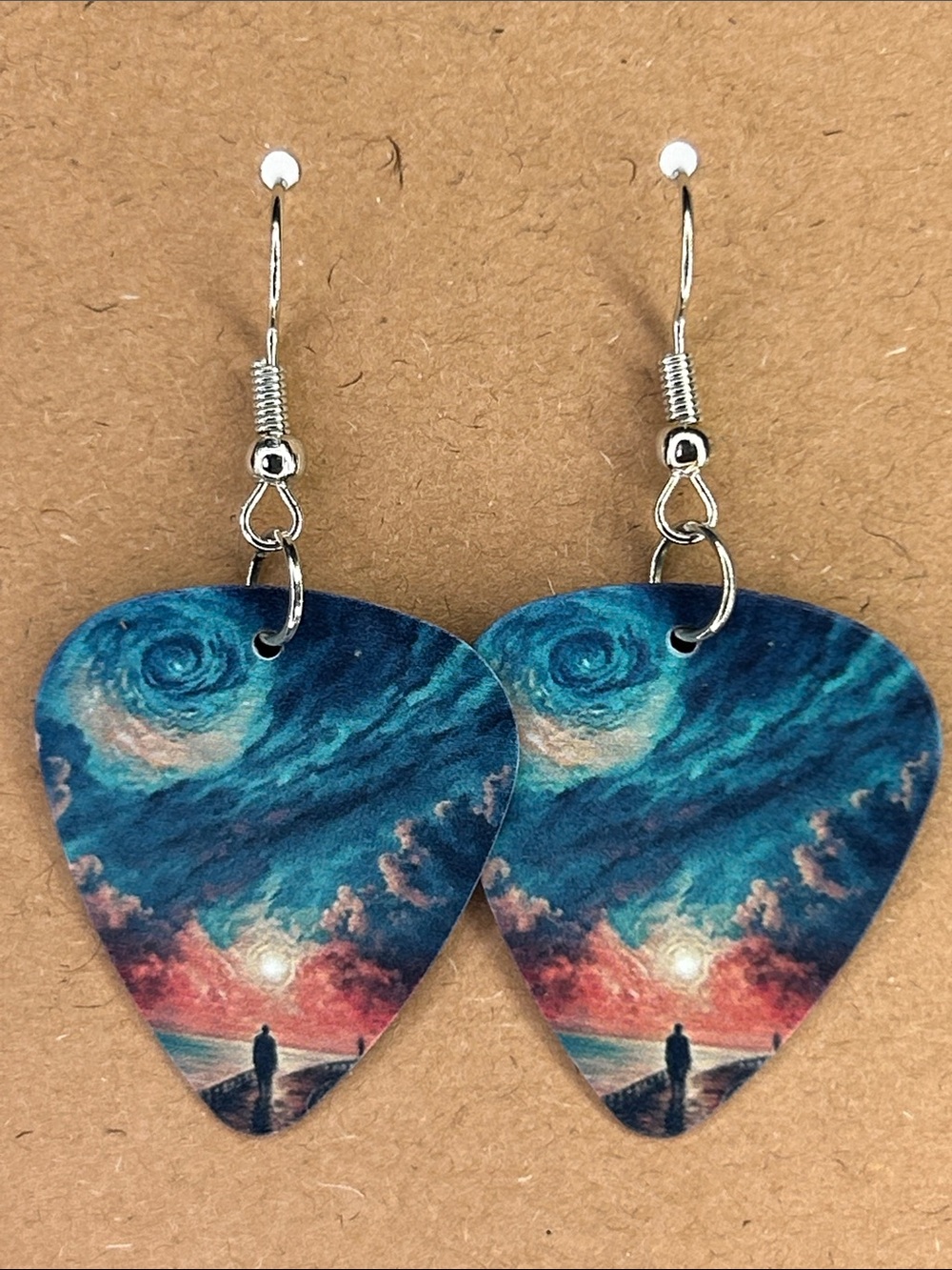 Artistic Night Sky Custom Guitar Pick Earrings Fashion Jewelry